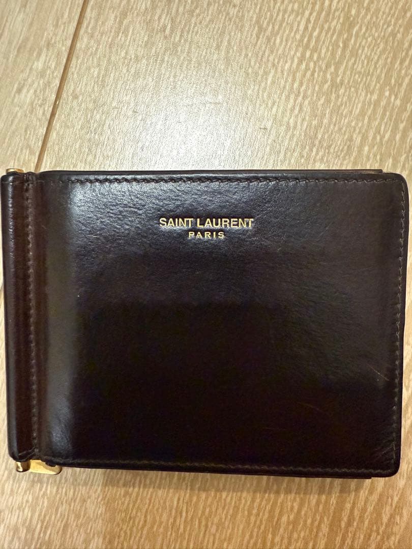 サンローラン　マネークリップ　ブラウン