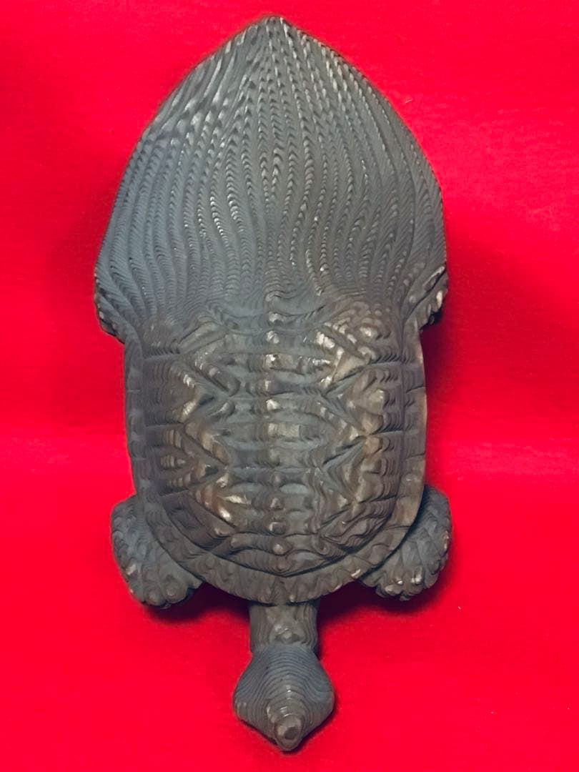 ◉逸品◉数寄屋造りの名棟梁〓平田雅哉◉一刀彫・木彫〓亀・千寿亀・蓑亀◉26cm