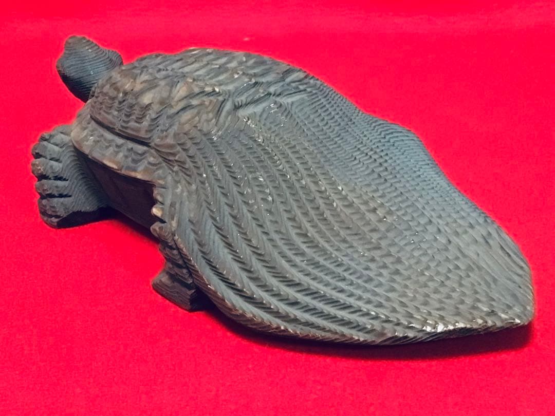 ◉逸品◉数寄屋造りの名棟梁〓平田雅哉◉一刀彫・木彫〓亀・千寿亀・蓑亀◉26cm