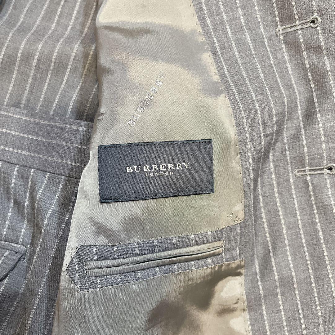 【ほぼ新品】バーバリー ロンドン ストライプ ビジネススーツ セット グレー Ｓ