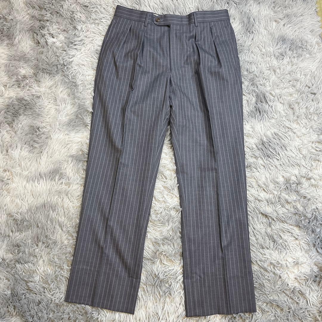 【ほぼ新品】バーバリー ロンドン ストライプ ビジネススーツ セット グレー Ｓ