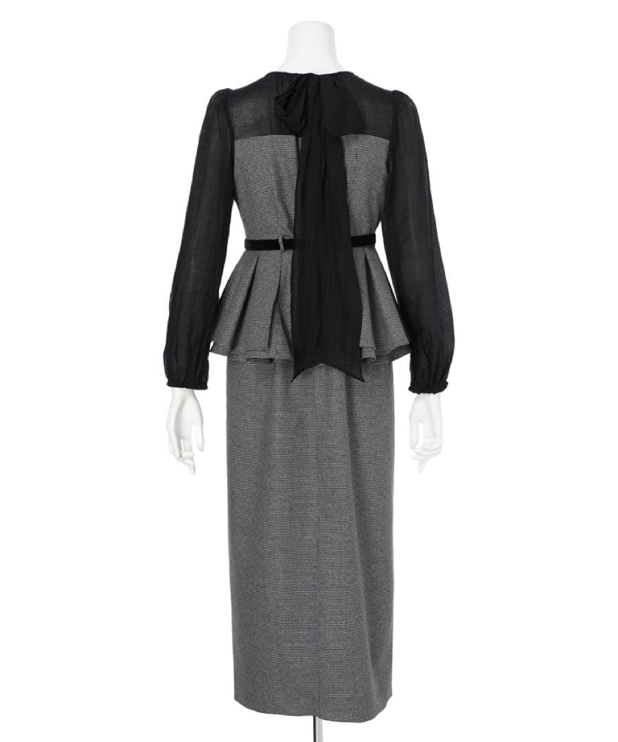 【訳アリ】Mystrada ペプラムコンビワンピース　千鳥　サイズM