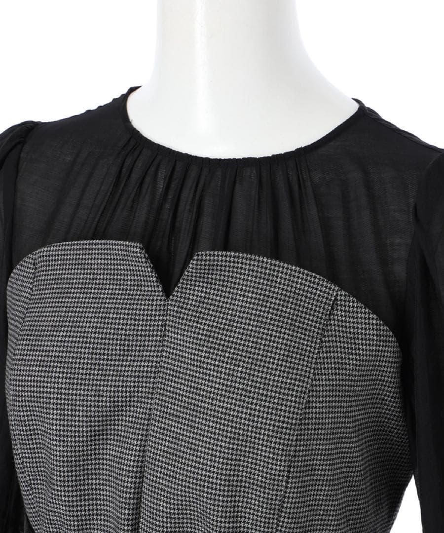 【訳アリ】Mystrada ペプラムコンビワンピース　千鳥　サイズM