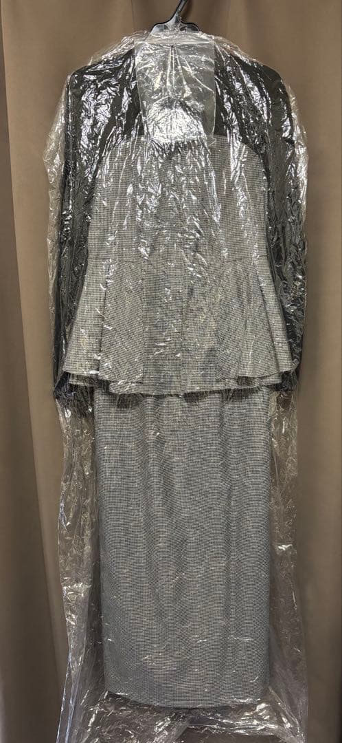 【訳アリ】Mystrada ペプラムコンビワンピース　千鳥　サイズM