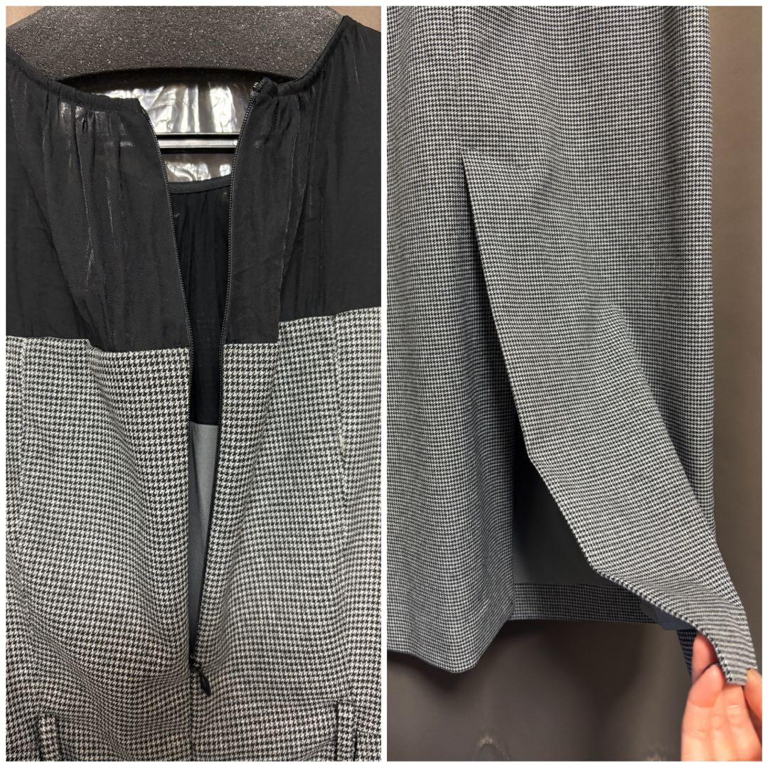 【訳アリ】Mystrada ペプラムコンビワンピース　千鳥　サイズM