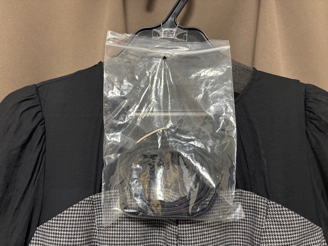 【訳アリ】Mystrada ペプラムコンビワンピース　千鳥　サイズM