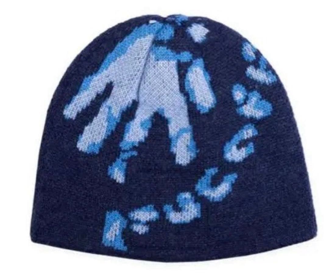 ぼ*ー様 FUC ビーニー　fuc手形ニット　青ビーニー　ニット帽　レア