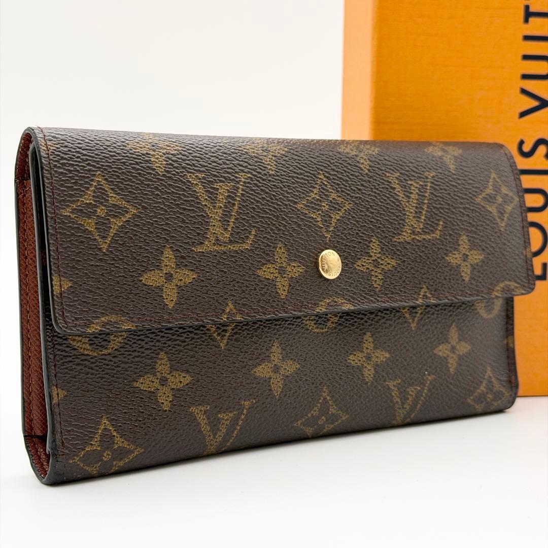 【良品】ルイヴィトン ポルトトレゾール インターナショナル モノグラム 財布 茶