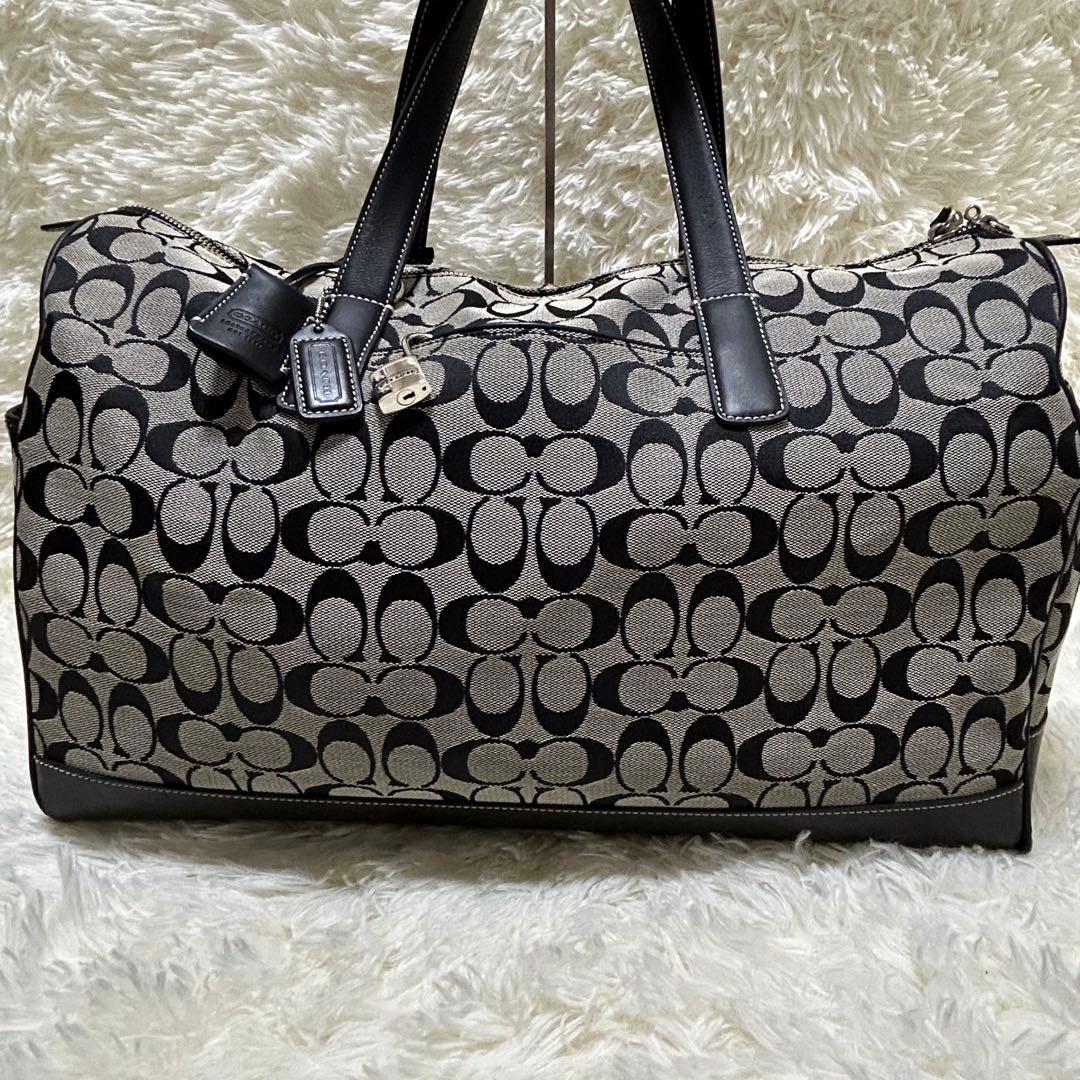 美品⭐️即日発送　COACH ボストンバッグ　レザー　シルバー南京錠付