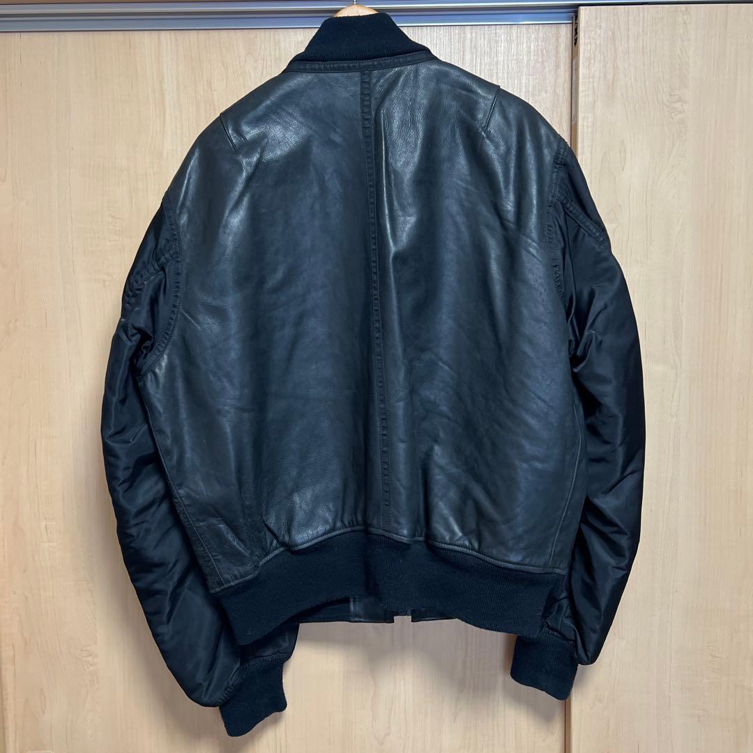 90s DKNY レザー × ナイロン MA-1 ボンバージャケット ビンテージ