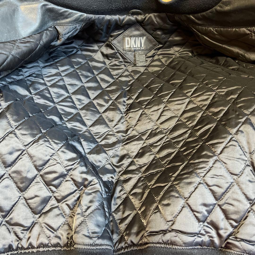 90s DKNY レザー × ナイロン MA-1 ボンバージャケット ビンテージ
