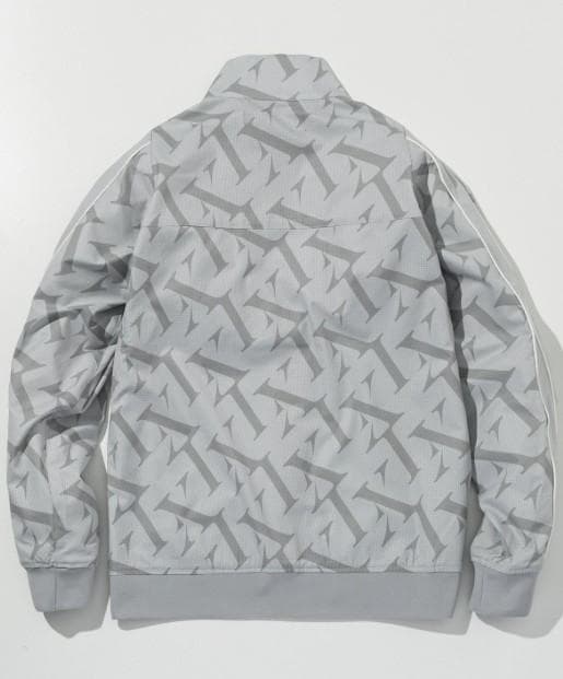 【新品】LUXEAKMPLUS 総柄ブリーザフルジップブルゾン　グレー L