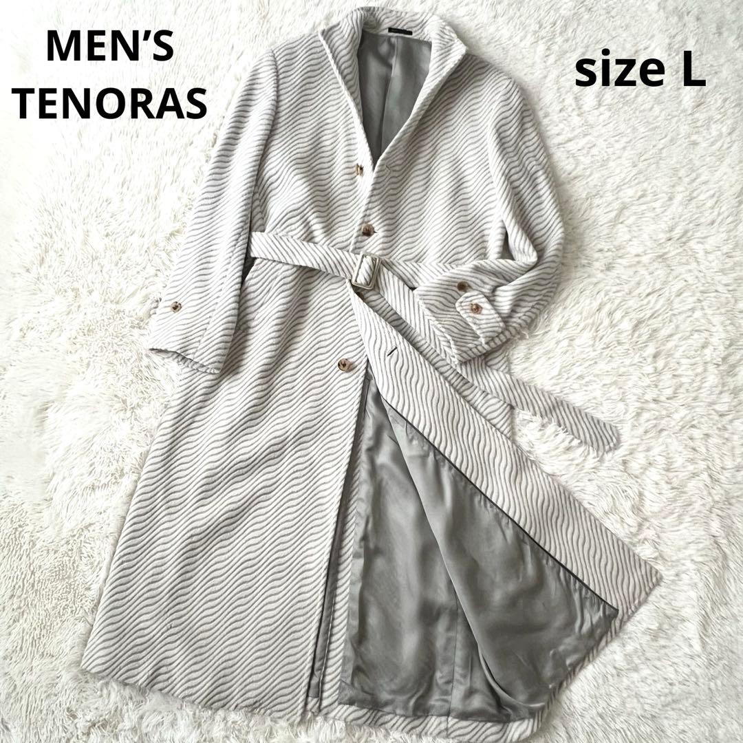 MEN’S TENORAS アンゴラ混 ロングコート L 日本製 ベルト付き