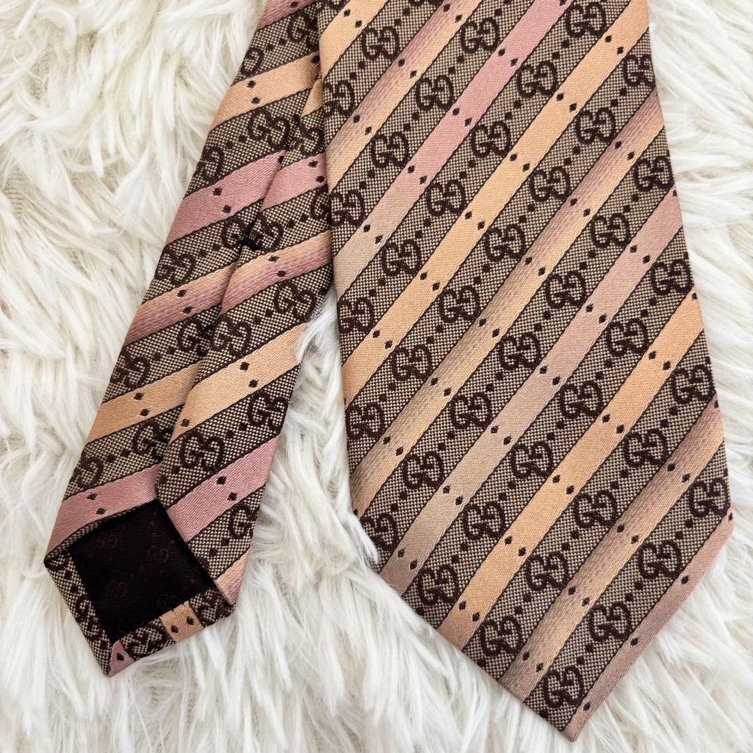 未使用品グッチGUCCI 現行タグ GG柄ジャガード織ネクタイ シルクイタリア製