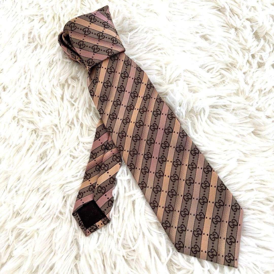 未使用品グッチGUCCI 現行タグ GG柄ジャガード織ネクタイ シルクイタリア製