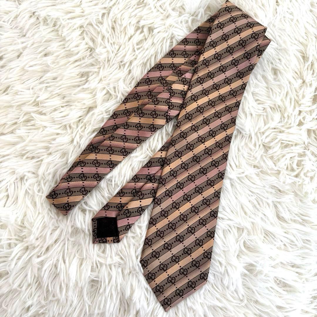 未使用品グッチGUCCI 現行タグ GG柄ジャガード織ネクタイ シルクイタリア製