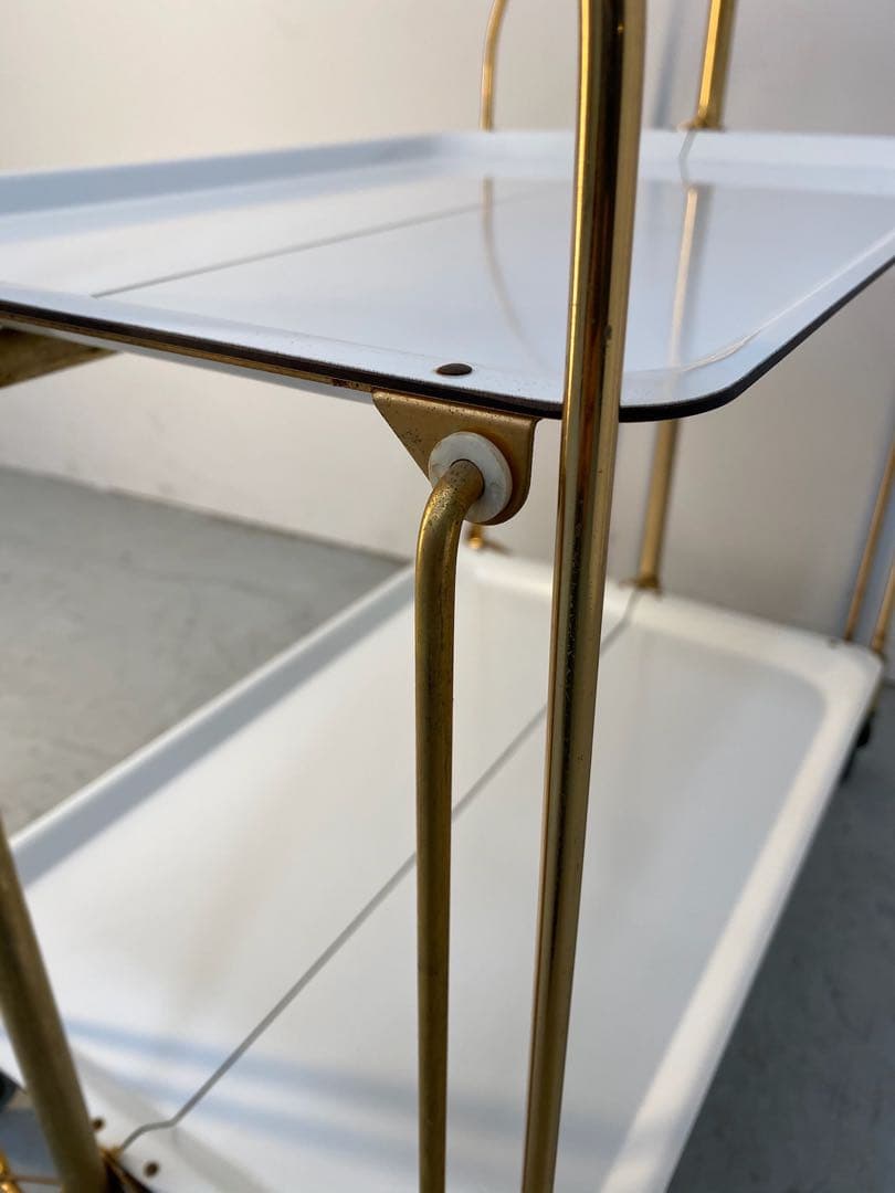 希少 レア 60s ヴィンテージ ドイツ ワゴンミールカート2段 金属フレーム