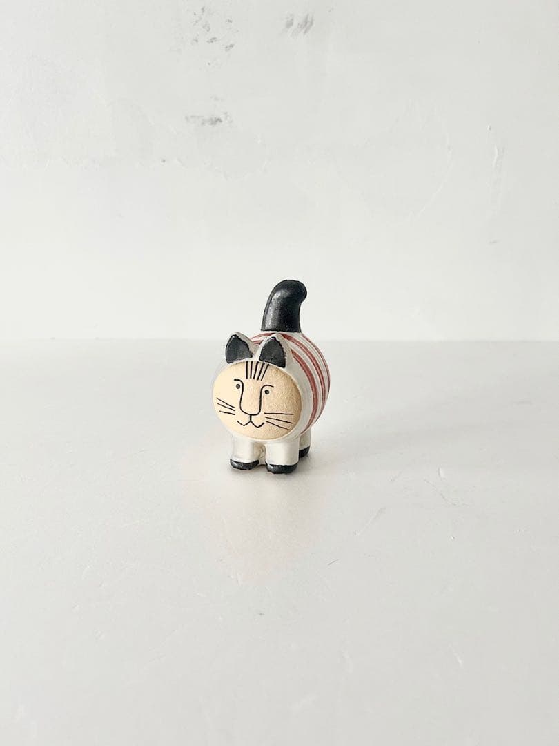 【北欧】Lisa Larson　 dieci cat 　ボーダー　レッド