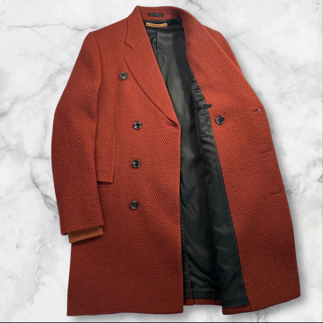 極美品 Paul Smith ダブルプレストチェスターコート サイズM オレンジ