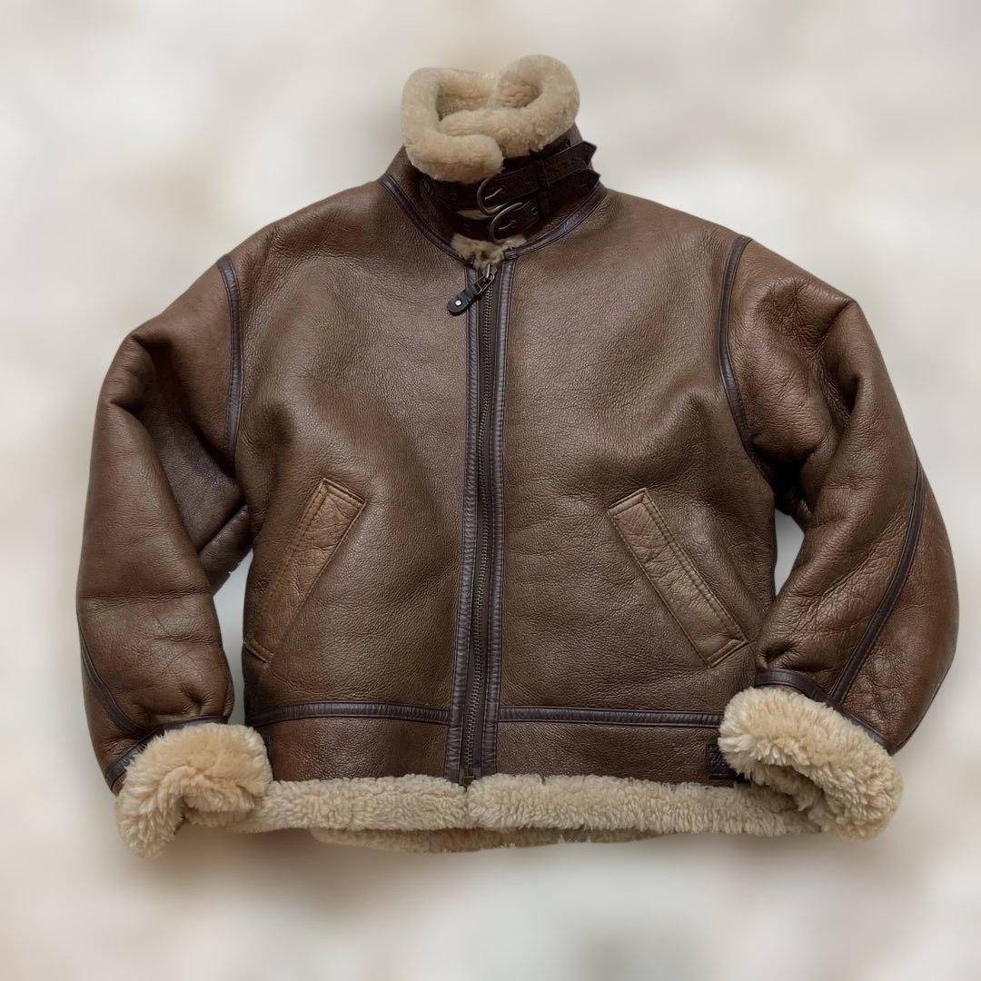 極美品B-3フライトジャケットヴィンテージ ムートンレザー ブラウンLサイズ相当