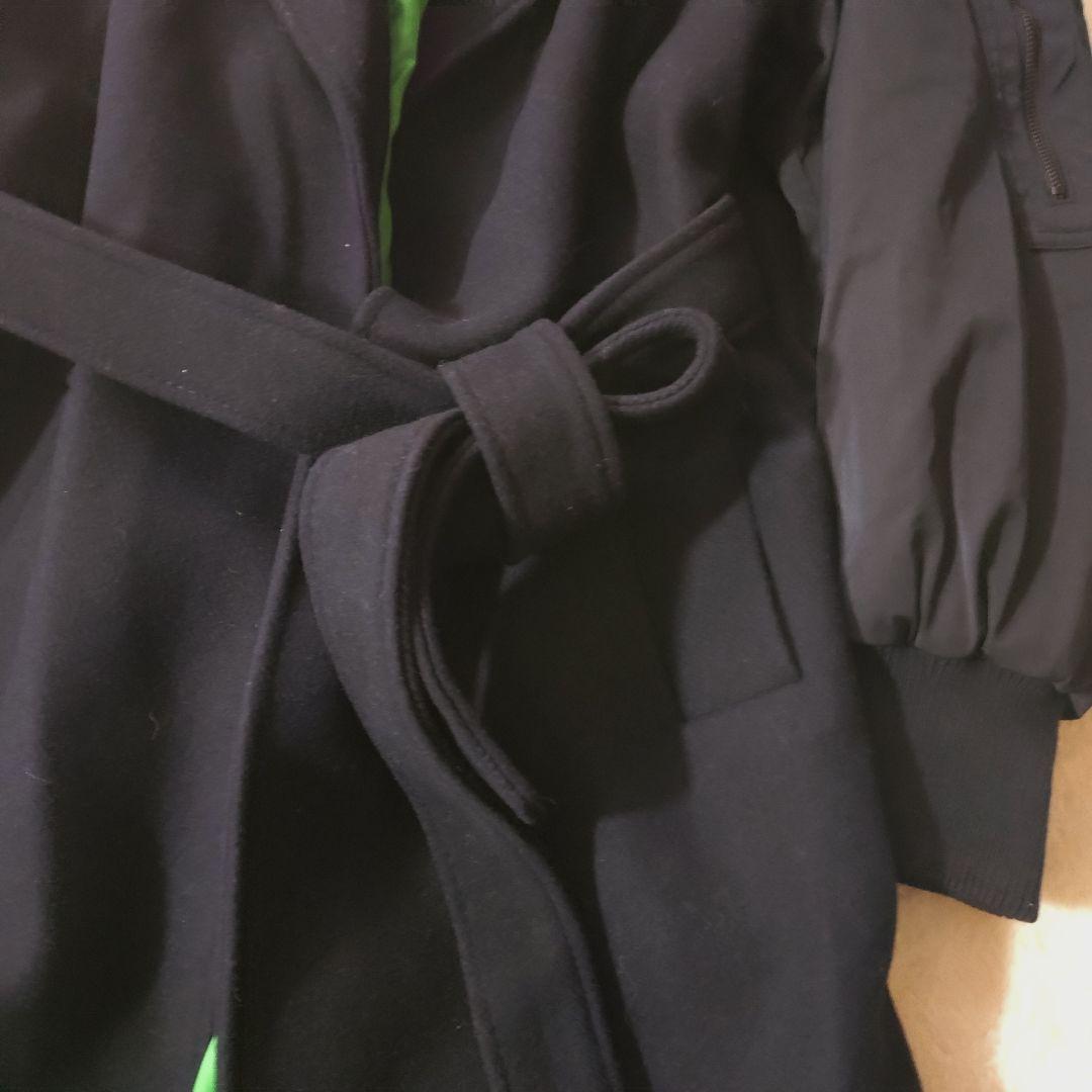 【美品】ZARA マッチングボンバーコート ネイビー Mサイズ MA-1 ロング