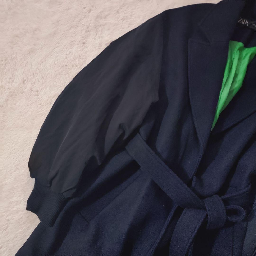 【美品】ZARA マッチングボンバーコート ネイビー Mサイズ MA-1 ロング