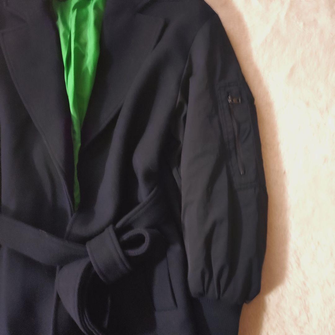 【美品】ZARA マッチングボンバーコート ネイビー Mサイズ MA-1 ロング