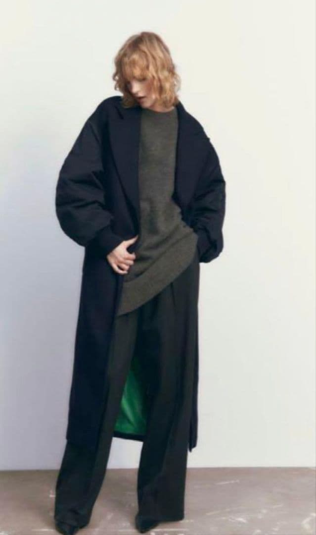 【美品】ZARA マッチングボンバーコート ネイビー Mサイズ MA-1 ロング