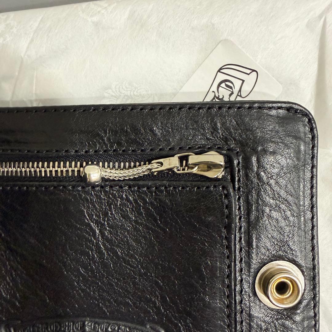 新品／ クロムハーツ レザー ウォレット ブラック 1SNAP フラワーボタン