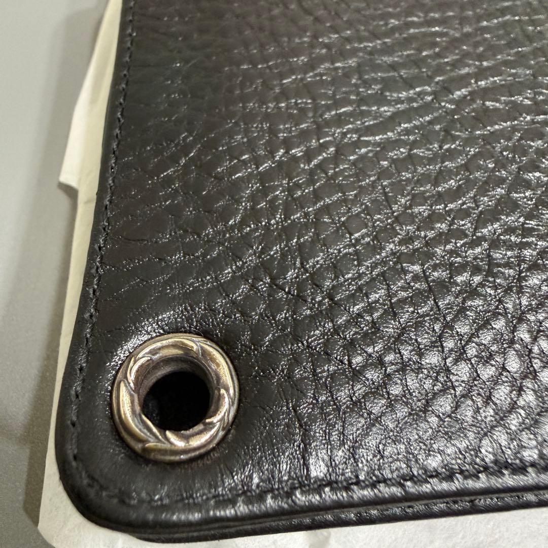 新品／ クロムハーツ レザー ウォレット ブラック 1SNAP フラワーボタン