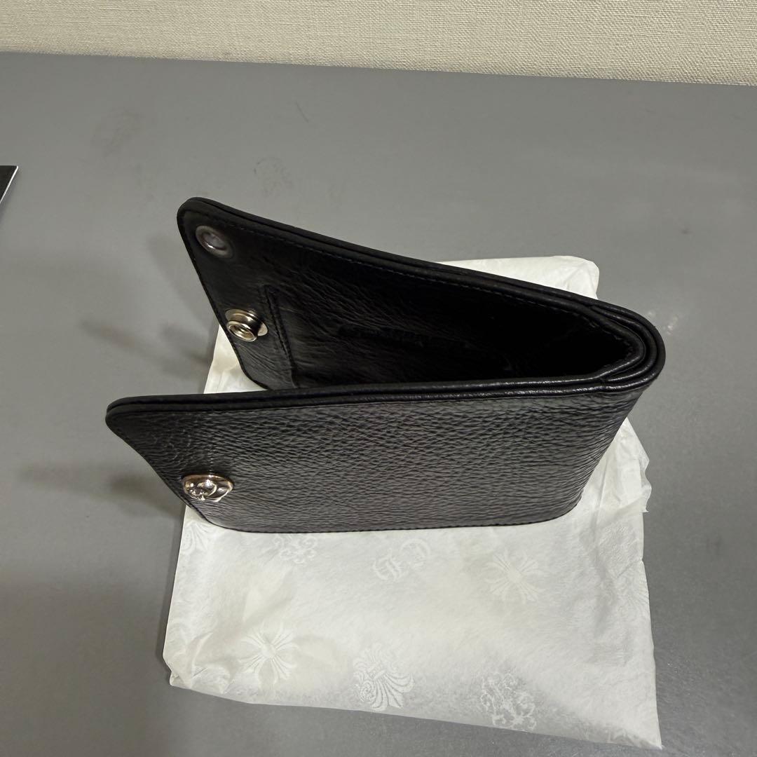 新品／ クロムハーツ レザー ウォレット ブラック 1SNAP フラワーボタン