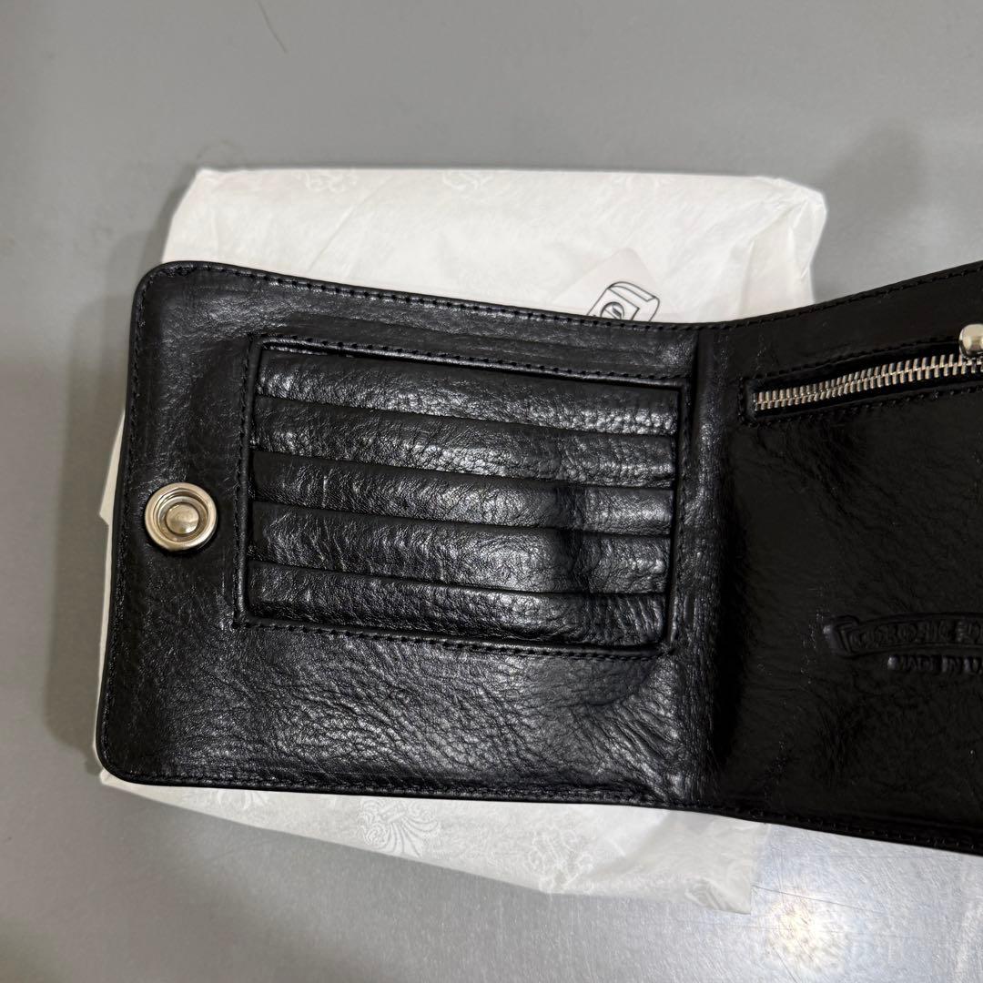 新品／ クロムハーツ レザー ウォレット ブラック 1SNAP フラワーボタン
