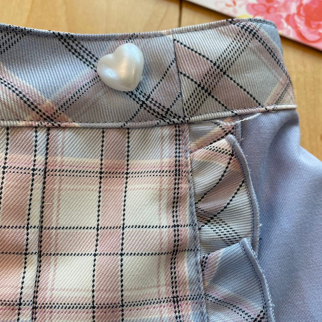 ほぼ未使用　メゾピアノ　チェックビスチェ　キュロット　セットアップ　140cm