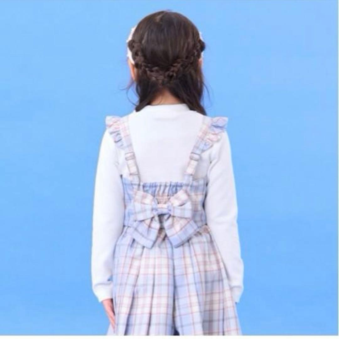 ほぼ未使用　メゾピアノ　チェックビスチェ　キュロット　セットアップ　140cm