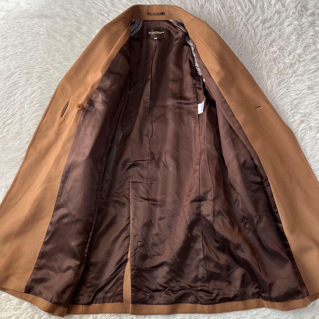 【美品】ポールスチュアート　カシミヤ混　ウール　ロング　ダブルチェスターコート