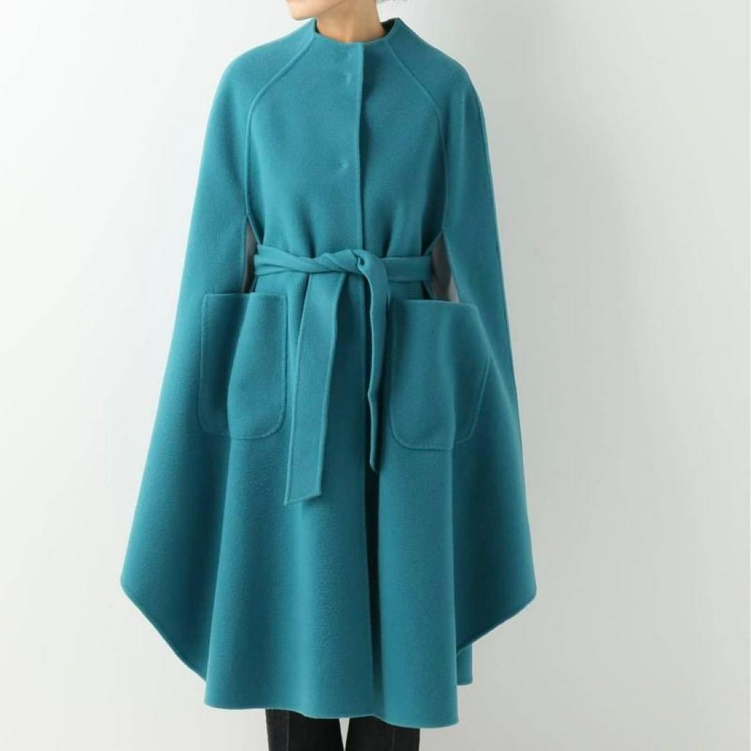 IENA LA BOUCLE ダブルフェイス ボートネック ケープコート