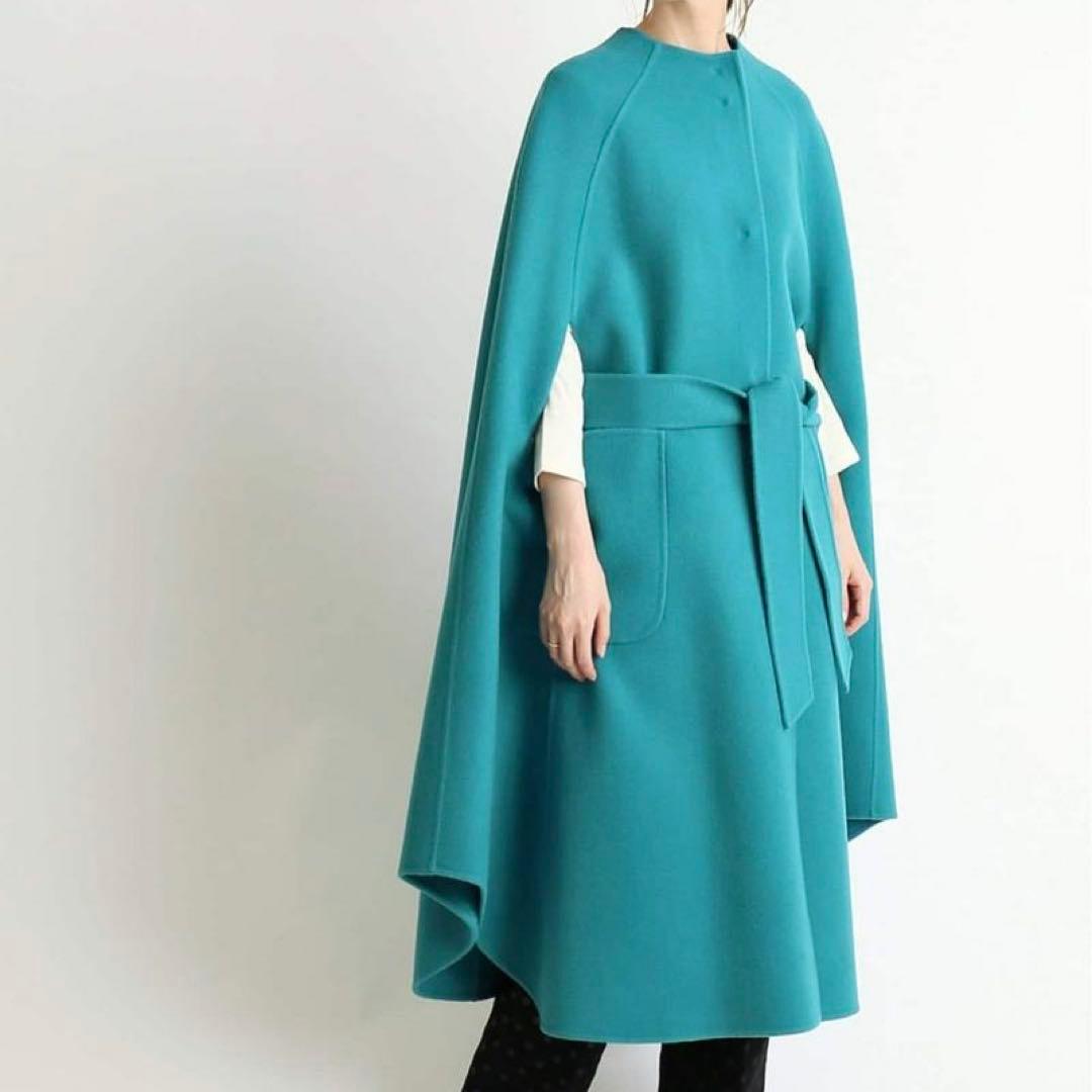 IENA LA BOUCLE ダブルフェイス ボートネック ケープコート