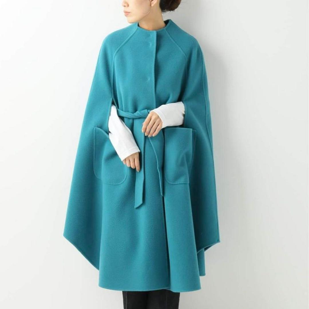 IENA LA BOUCLE ダブルフェイス ボートネック ケープコート