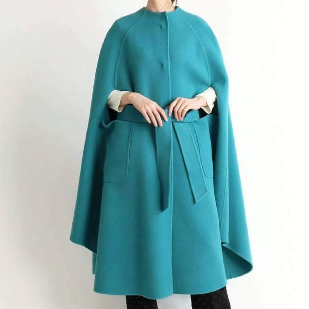 IENA LA BOUCLE ダブルフェイス ボートネック ケープコート