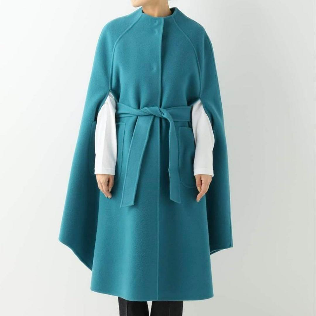 IENA LA BOUCLE ダブルフェイス ボートネック ケープコート