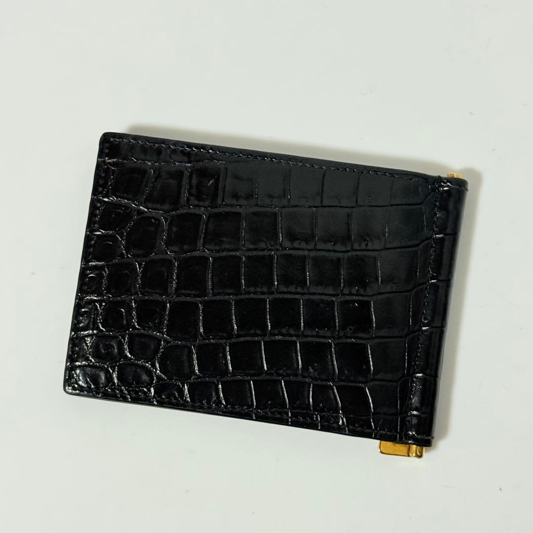 ⭐️未使用級⭐️　サンローラン　YSL　カサンドラロゴ　クロコ型押し　マネークリップ