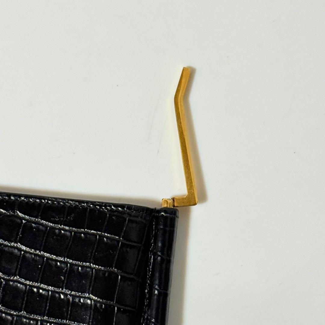 ⭐️未使用級⭐️　サンローラン　YSL　カサンドラロゴ　クロコ型押し　マネークリップ