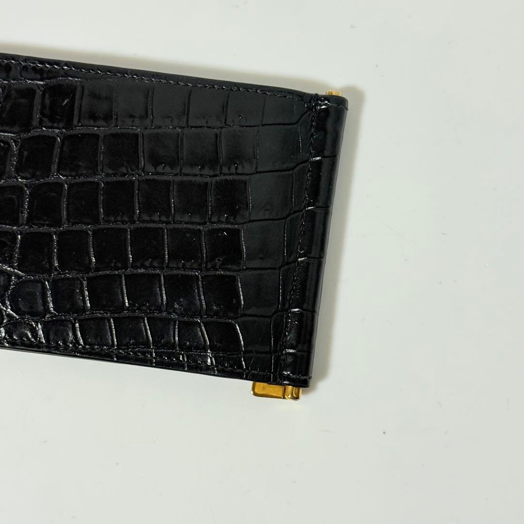 ⭐️未使用級⭐️　サンローラン　YSL　カサンドラロゴ　クロコ型押し　マネークリップ