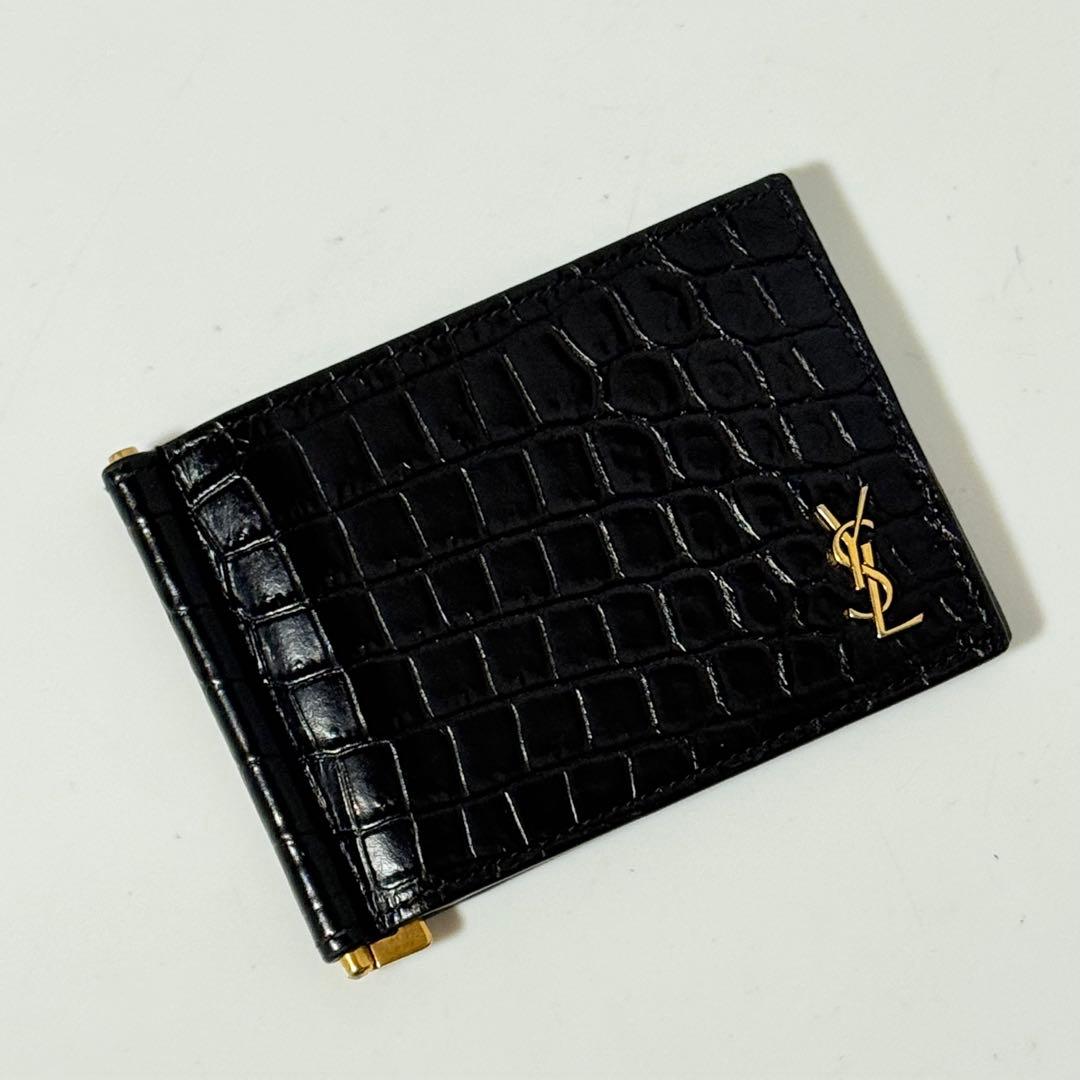 ⭐️未使用級⭐️　サンローラン　YSL　カサンドラロゴ　クロコ型押し　マネークリップ