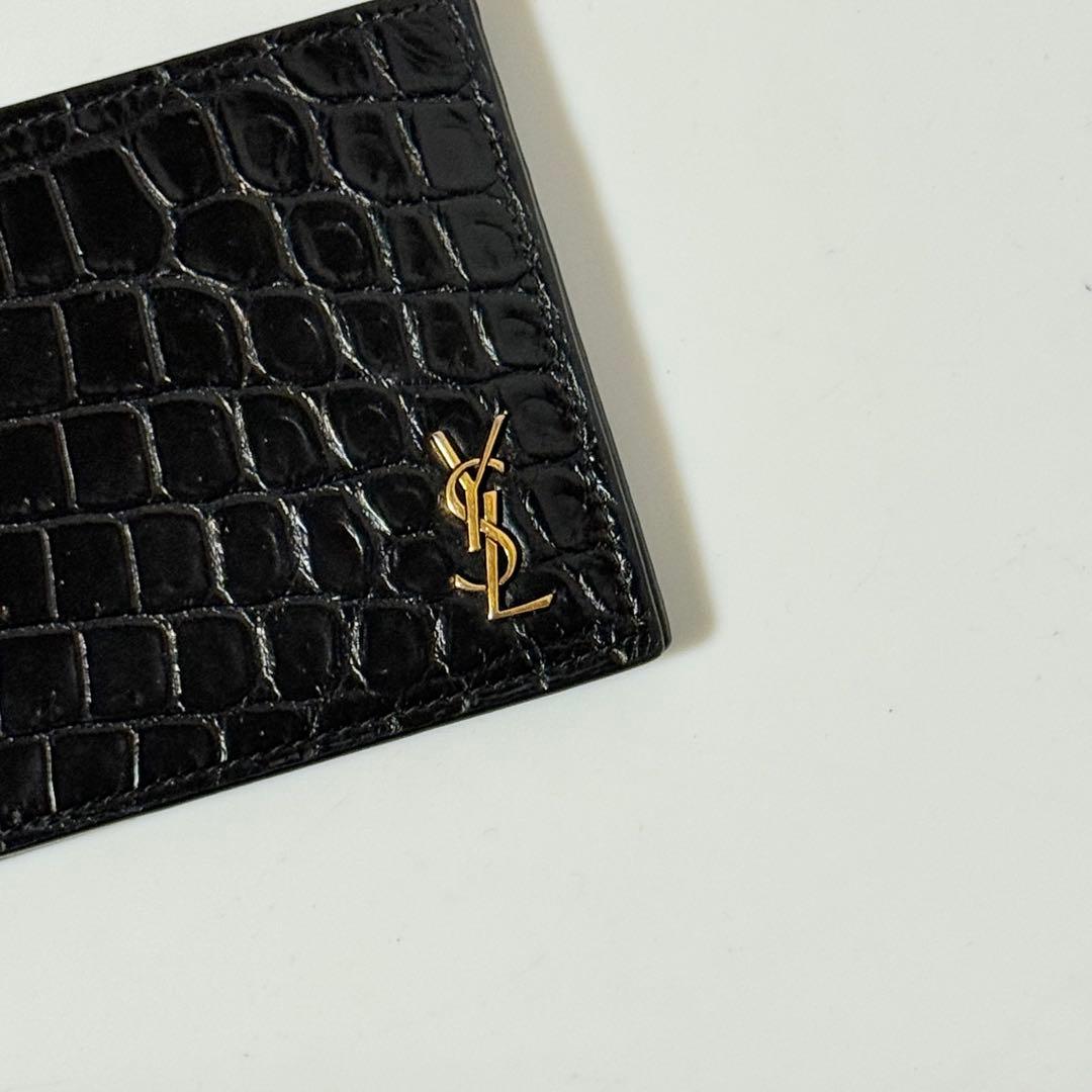 ⭐️未使用級⭐️　サンローラン　YSL　カサンドラロゴ　クロコ型押し　マネークリップ