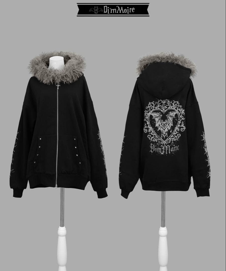 DimMoire【ディムモアール】ファーフードGothicパーカー/Black