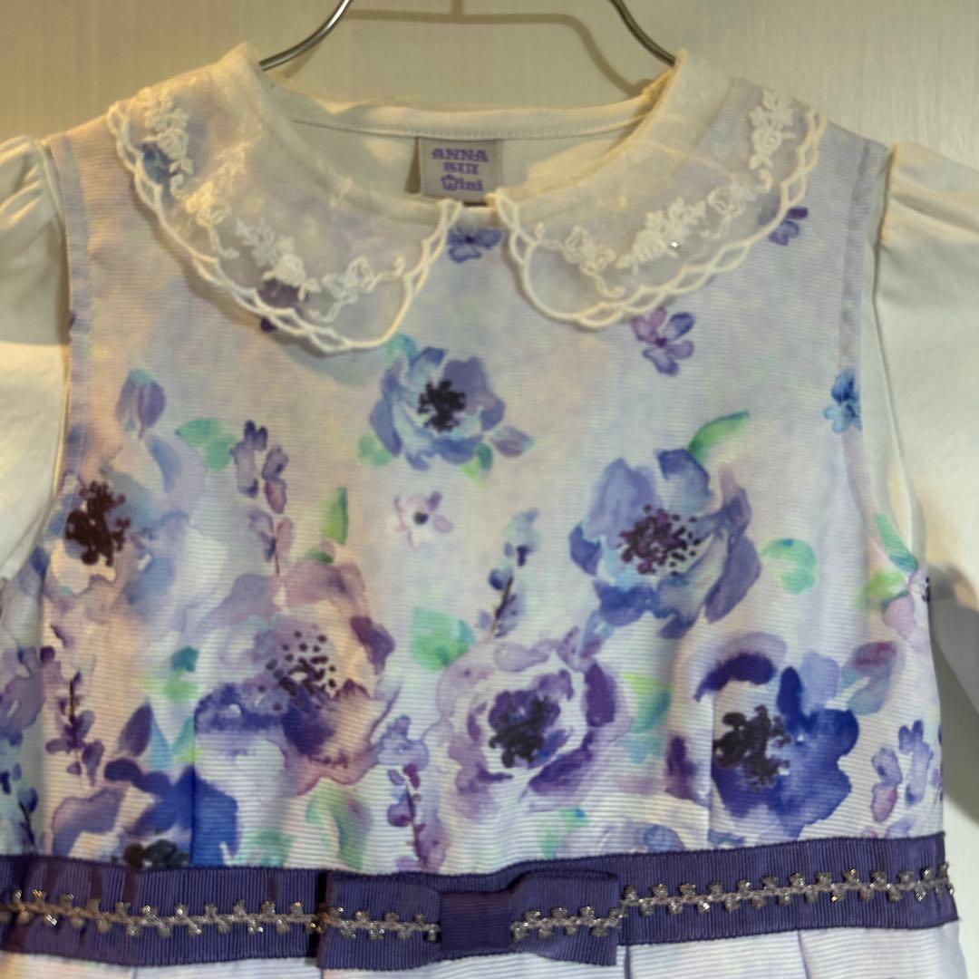 美品　花柄ノースリーブドレス（紫色系）、ジャケット、ブラウスセット120㎝