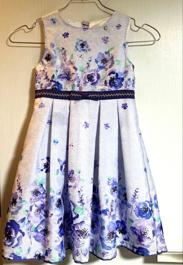 美品　花柄ノースリーブドレス（紫色系）、ジャケット、ブラウスセット120㎝