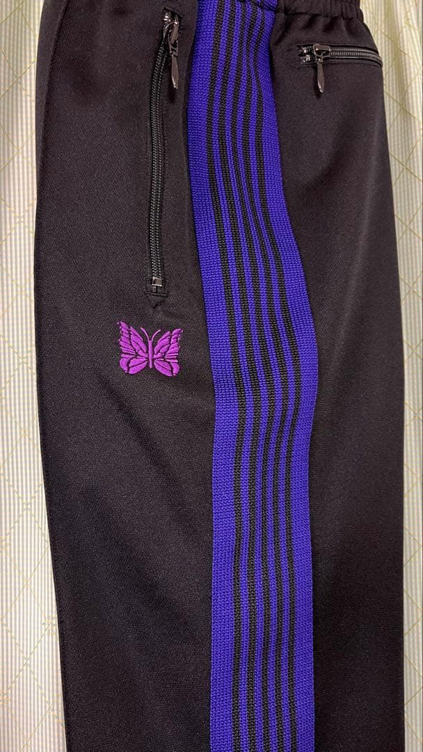 【Needles】J0345 ナロー トラックパンツ ブラック×パープル M