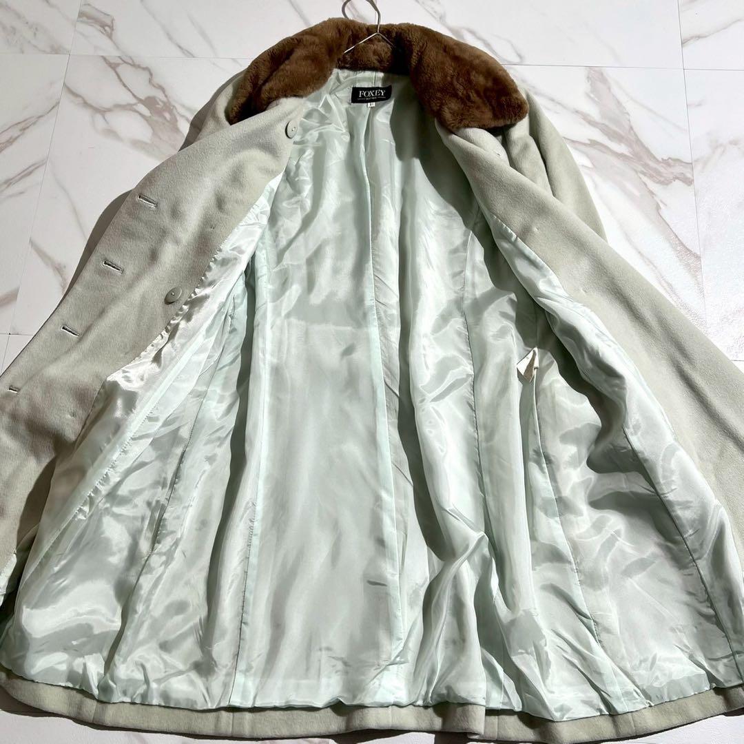 高級　FOXEY フォクシー　チェスターコート　ダブル　ヌートリア　ベルト